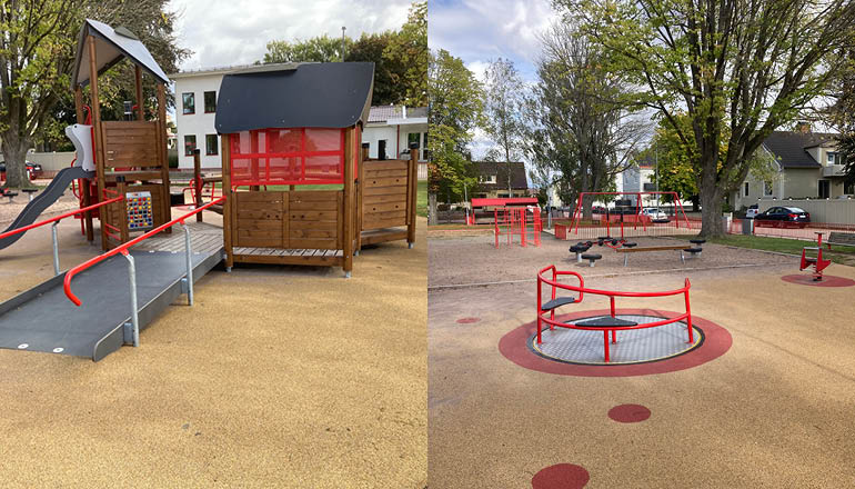 Översiktsbild på en lekplats.